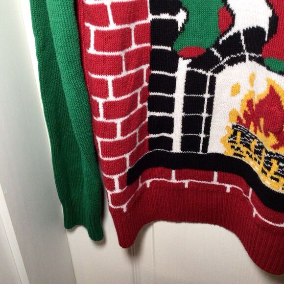 Ugly Christmas Sweater Brand Christmas Fireplace Large Ugly Sweater - Picture 9 of 16